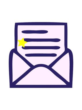 Parlayan yıldızlar mektup ve zarfın animasyonunu etkiler