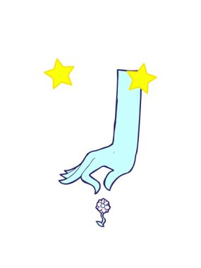 dönen yıldızların çizgi film karakteri çiçek topluyor.