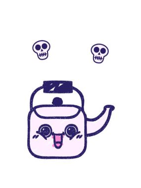 Bir Kettle Tebeşir Çiziminin dönen kafatası animasyonu