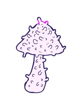 Bir mantarın karikatür çiziminin canlandırmasını çalıştır.