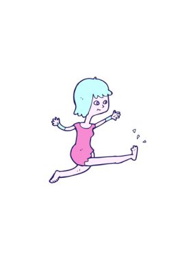 Çizgi filmdeki mutlu kadın tekmelerinin satış animasyonu