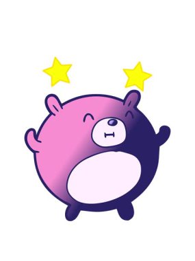 dönen yıldızların animasyonu. Garip bir oyuncak ayının çizgi filmi.