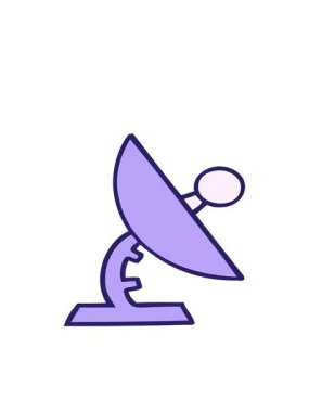 Uydu anteninin sevimli çizgi filminin hareketli animasyonu