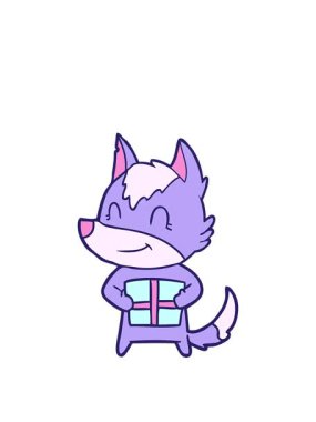 Dost canlısı bir karikatür kurdunun animasyonunu sergiliyor.