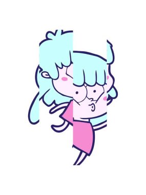 Karikatür ıslık çalan kızın bölünmüş hareket animasyonu