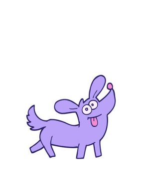 El çizimi çizgi filmin hareketli animasyonu mutlu köpek.