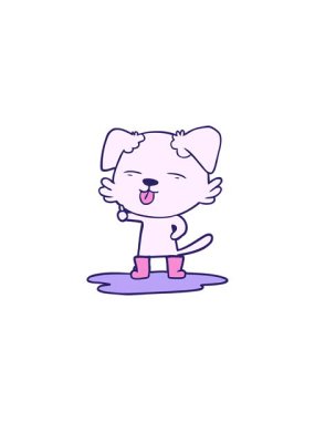 Çizgi film köpeğinin su birikintisinde dilini çıkarması...