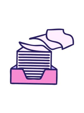 Bir yığın ofis kağıdının sevimli karikatürünün titreşimli animasyonu