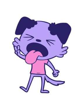 Tiksinmiş köpek çizgi filminin titreşimli animasyonu