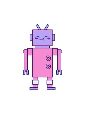 Bir robot çiziminin sevimli çizgi filminin dönen hareket animasyonu