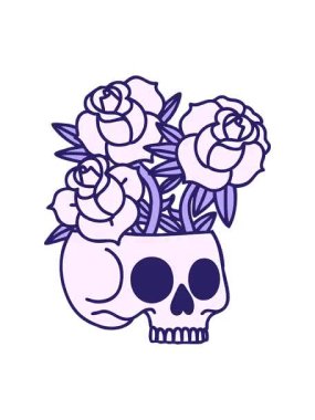 Bir kafatası ve gülün ikonik dövmesinin canlandırma efekti