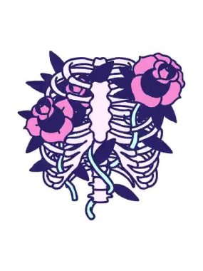 Geleneksel göğüs kafesi ve çiçek stilinde titreyen dövme animasyonu