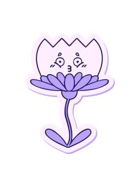 Şirin bir karikatür çiçeğinin çıkartmasının canlandırma efektini göster