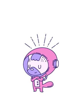 Astronot kıyafetli bir hayvanın animasyonunu genişletiyorum.