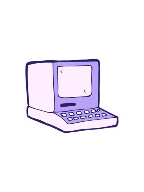 Çizgi film eski bilgisayarın gösterişli satış animasyonu