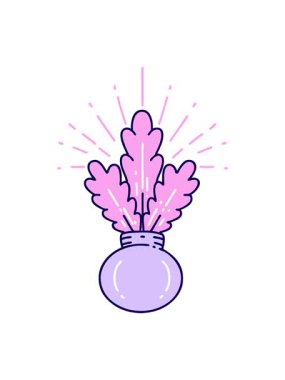 Geleneksel dövmeli ev bitkisinin neon ışık efektleri