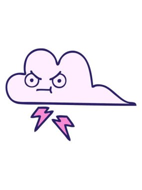 Bir gök gürültüsü bulutunun tatlı çizgi filminin titreşimli hareketi