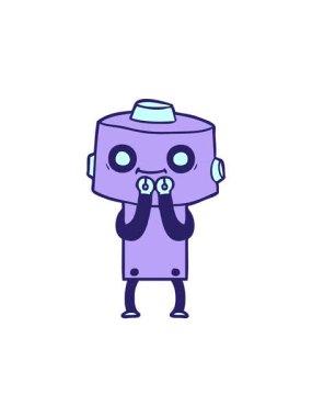 Çizgi film android karalamalarının dönen hareketi