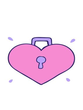 karikatür aşk kalbinin hareketli animasyonu kilit altında