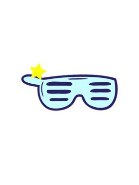 Parıldayan yıldızlar bir çift güneş gözlüğü çizgi filminin animasyonunu etkiler.