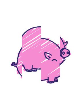 Şişko Domuz Tebeşiri Çiziminin bölünmüş hareket animasyonu