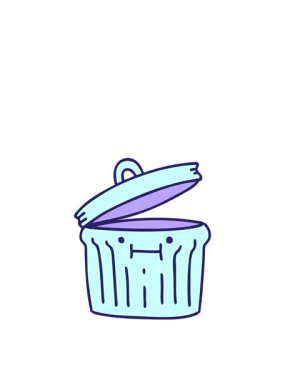 Metal bir çöp tenekesinin çizgi filminin zıplama hareketi.