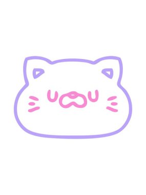 Parlak ışık efekti çizgi karalaması şirin bir kedi yüzü simgesi