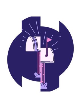 Dövme stili kapalı posta kutusunun bölünmüş hareket canlandırması