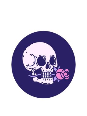 Bir kafatası ve gülün ikonik dövme çiziminin animasyonu