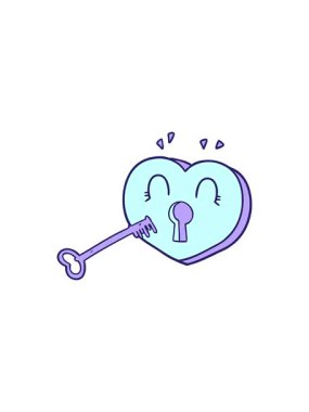 anahtarlı karikatür kalbin radyoaktif parlayan animasyonu