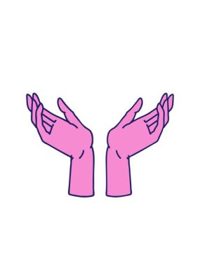 Yanıp sönen radyal çizgiler açık ellerin ikonik dövme şeklindeki görüntüsü