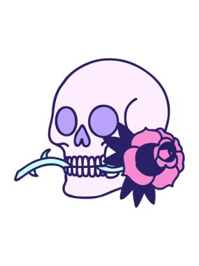 bir kafatası ve gül tasarımının canlandırmasını bob ve duraklat