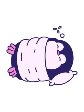 Uyuyan sevimli bir penguen karikatürünün titreyen hareketi.