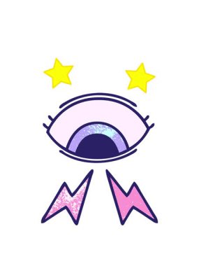 dönen yıldızlar eskimiş grunge dokusunun mistik bir gözün çizgi filmi.