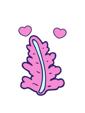 Karikatür yaprağının dönen kalpleri.