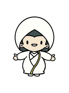 Geleneksel düğün kıyafetli mutlu Japon kadının hareketli animasyonu.