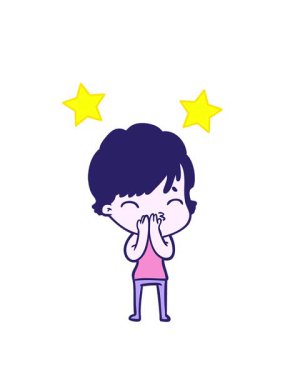 dönen yıldızlar, çizgi film kadın düşünmenin animasyonu.