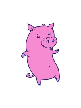 Komik çizgi film domuzunun ışık efekti.