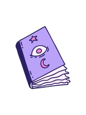 Dikkat çekici göz küresi ile ürkütücü büyü kitabı animasyonu