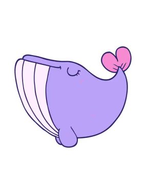 Çizgi filmin sevimli balina çiziminin animasyonunu renklendir