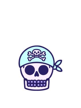 Dövmenin hareketli animasyonu geleneksel bir korsan kafatası tarzında.