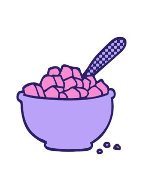 Çizgi film karalama kasesi mısır gevreğinin animasyonunu renklendir