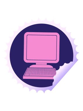 Bilgisayar simgesi dairesel soyulan etiket illüstrasyonunun titreşimli hareket canlandırması