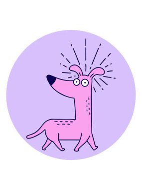 Dövme stili bir ikonun neon ışık efekti animasyonu sürpriz köpek