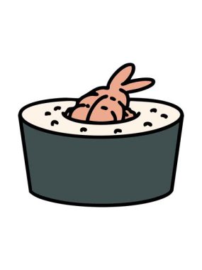 Karidesli geleneksel Japon suşisini salla ve durdur.