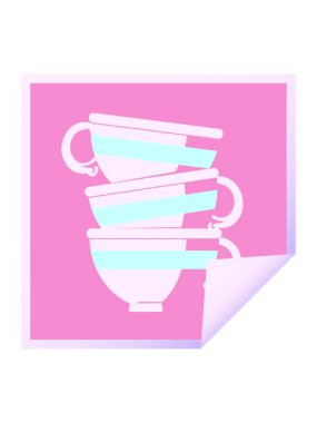 Kap yığını grafiksel vektör illüstrasyon kare etiketinin basınçlı canlandırması