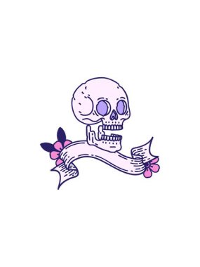 Kafatası dövmesi olan bir dövmenin radyoaktif ışıltılı animasyonu