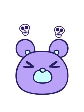 dönen kafatası animasyonu el çizimi garip çizgi film ayı yüzü