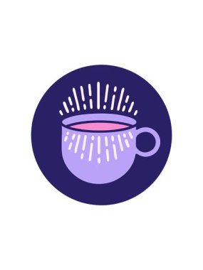 Bir fincan kahvenin ikonik dövme tasarımının radyoaktif parlak animasyonu