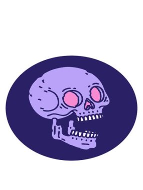 Bir kafatasının ikonik dövme şeklindeki hareketli animasyonu